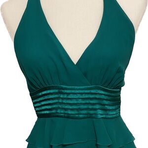 BCBG Max Azria Emerald Green silk halter